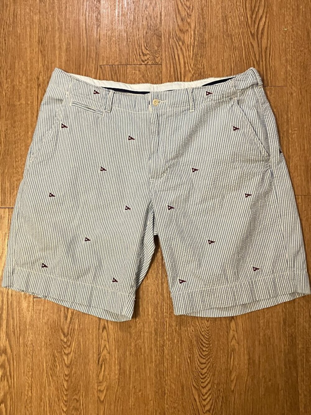 Vintage Polo Ralph Lauren Seersucker Shorts Nautical Flag Embroidered